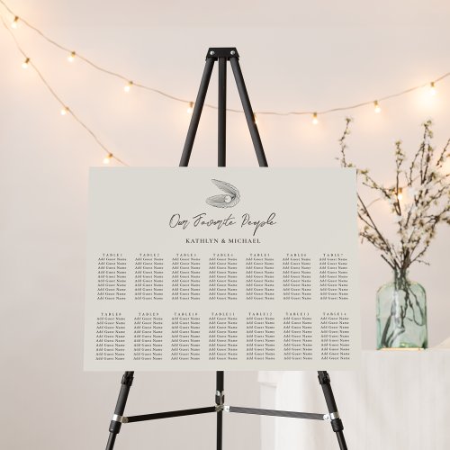 Shell Beach Ocean Wedding 14 Table Seating Charts Foam Board