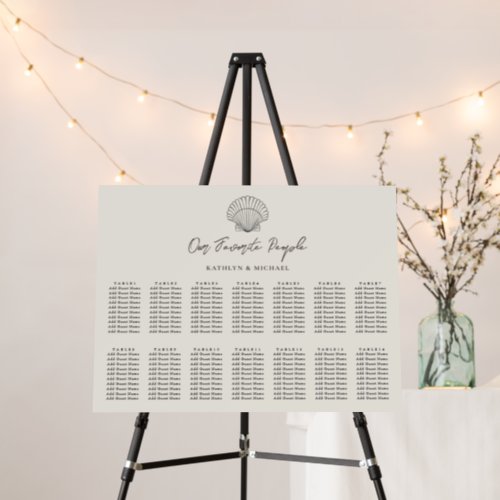 Shell Beach Ocean Wedding 14 Table Seating Charts Foam Board