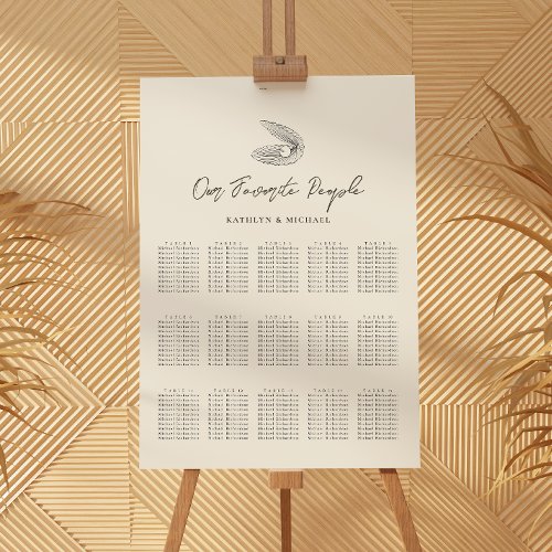 Shell Beach Ocean Wedding 15 Table Seating Charts