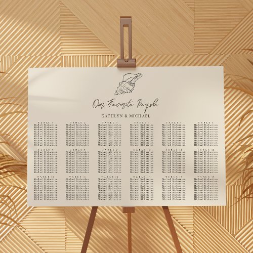 Shell Beach Ocean Wedding 18 Table Seating Charts