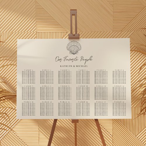 Shell Beach Ocean Wedding 18 Table Seating Charts