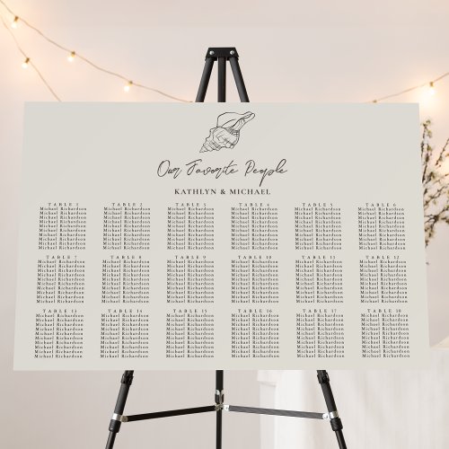 Shell Beach Ocean Wedding 18 Table Seating Charts Foam Board