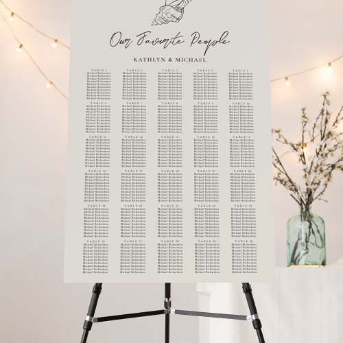 Shell Beach Ocean Wedding 30 Table Seating Charts Foam Board