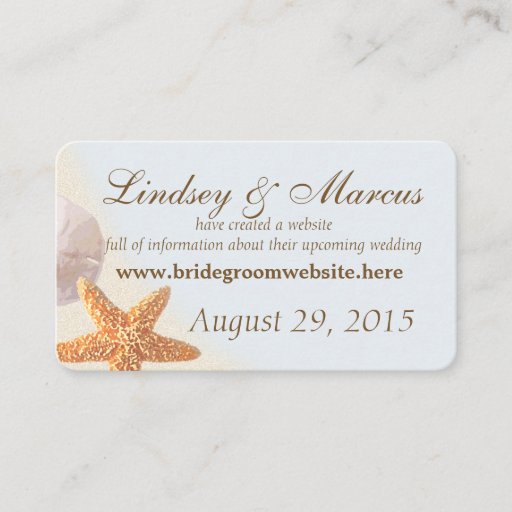 Customizable Shell Beach Wedding Information Cards Business Card Template