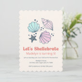 Shell Birthday Party Shellebrate Girls Invitation | Zazzle