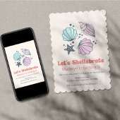 Shell Birthday Party Shellebrate Girls Invitation | Zazzle
