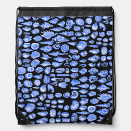 Shell- Black Splash- Blue Drawstring Backpack