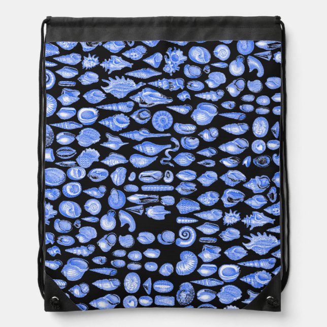 Shell- Black Splash- Blue Drawstring Backpack (Front)