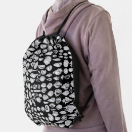 Shell- Black Splash Gray Drawstring Bag