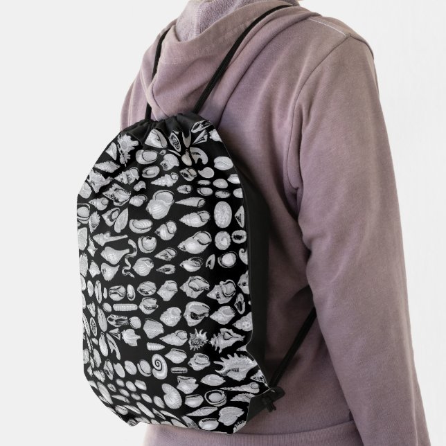 Shell- Black Splash Gray Drawstring Bag (Insitu)