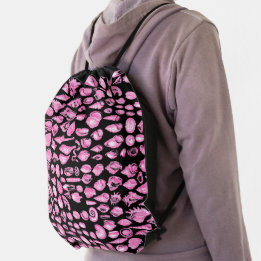 Shell- Black Splash- Pink Drawstring Bag