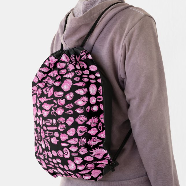 Shell- Black Splash- Pink Drawstring Bag (Insitu)