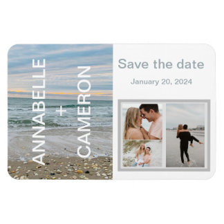 Shell blue beach magnet save the date template