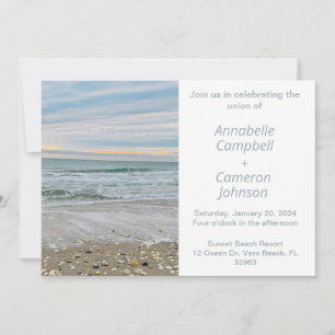 Shell Blue Beach Wedding Invitation