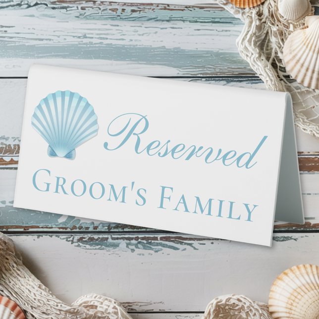 Shell Blue Nautical Beach Wedding Reserved  Table Tent (Creator Uploaded)