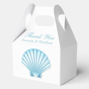 Shell Blue Nautical Beach Wedding Thank You Favor Boxes