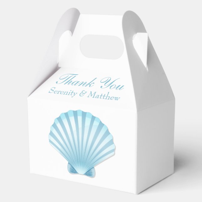 Shell Blue Nautical Beach Wedding Thank You  Favor Boxes (Front)