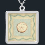 Shell Collector Silver Plated Necklace<br><div class="desc">Megan Meagher is known for her simple art pieces. This image captures the simplicity of the seashore's treasures,  of a simple seashell in a nautical bordered frame. Meagher encompasses a teal background in her image to contrast these treasures. Get this fine art print today on your Zazzle product today.</div>