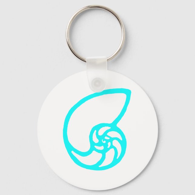 Shell Cut Out Cyan The MUSEUM Zazzle Gifts Keychain (Front)