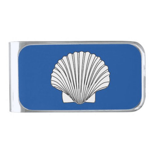 Shell design silver finish money clip