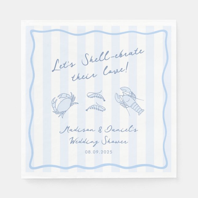 Shell-ebrate Their Love Seafood Wedding Shower Napkins (Front)