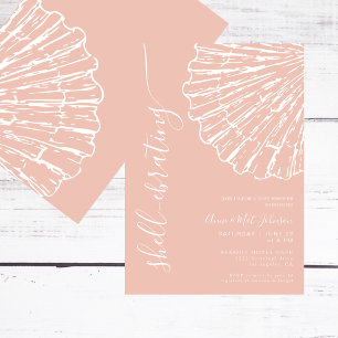 Shell-ebrating Coastal Pink Shell Girl Baby Shower Invitation