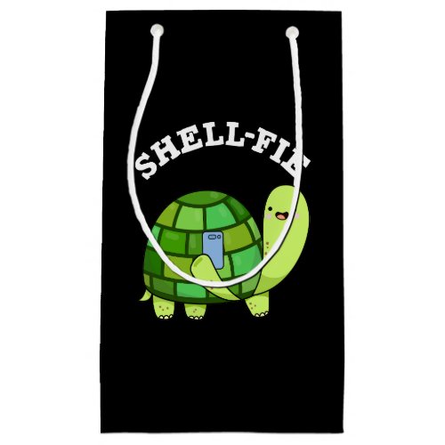 Shell_fie Funny Tortoise Selfie Pun Dark BG Small Gift Bag