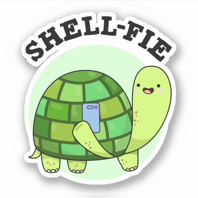 Shell-fie Funny Tortoise Selfie Pun  Sticker (Front)