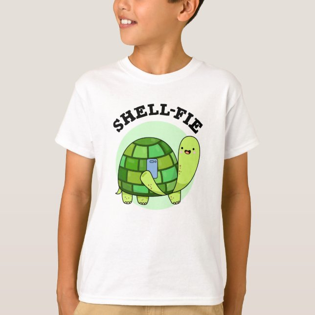 Shell-fie Funny Tortoise Selfie Pun  T-Shirt (Front)