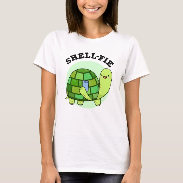 Shell-fie Funny Tortoise Selfie Pun  T-Shirt (Front)