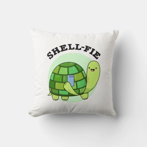 Shell_fie Funny Tortoise Selfie Pun  Throw Pillow