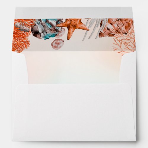 Shell Frame Casual Beach Wedding Envelope