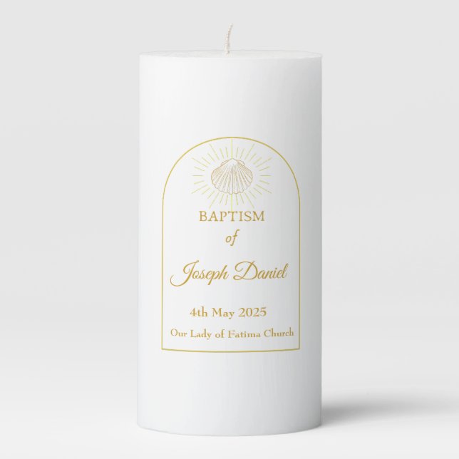 Shell Gold Baptism Candle (Front)