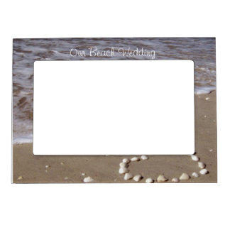 Shell Heart on Sand Beach Magnetic Photo Frame