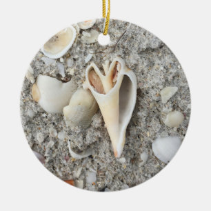 Shell Heart Spiral on Beach ornament personalized