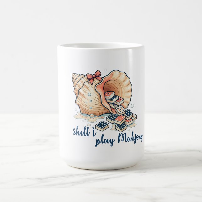 Shell I Play Mahjong Coastal Coffee Mug (Center)