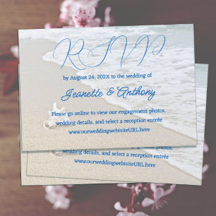 Shell in Sand Wedding Reply Online Cards