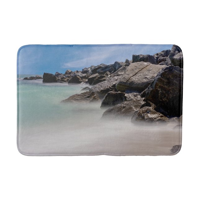 Shell Island Rocks And Waves Bath Mats (Front)