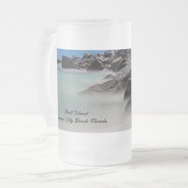 Shell Island Rocks And Waves Frosted Mug (Front Left)