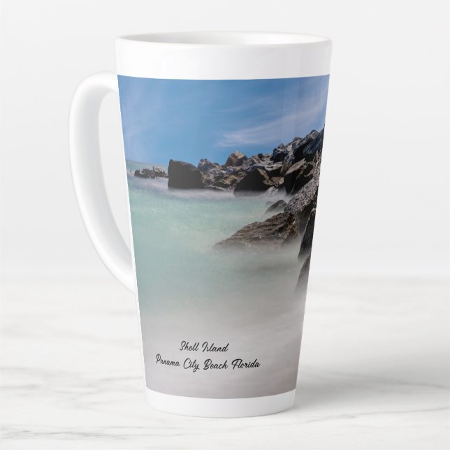 Shell Island Rocks And Waves Latte Mug (Left Angle)