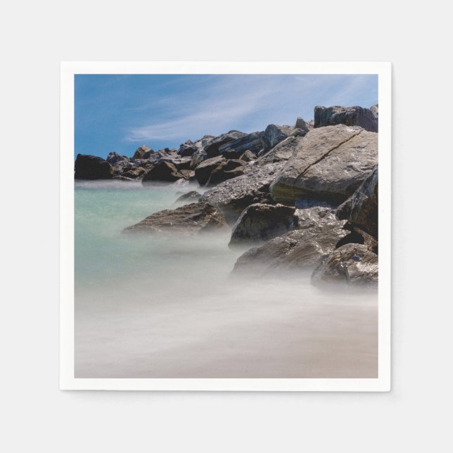 Shell Island Rocks And Waves Paper Napkin (Front)
