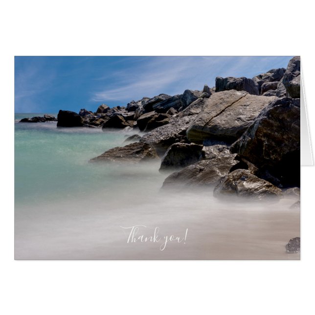 Shell Island Rocks And Waves Thank You Card (Front Horizontal)