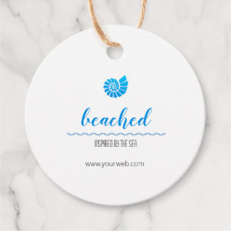 Shell Logo Beach Theme White Hang Tag