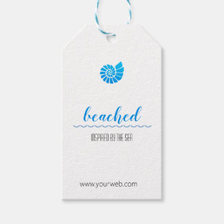 Shell Logo Blue Beach Theme White Hang Tag