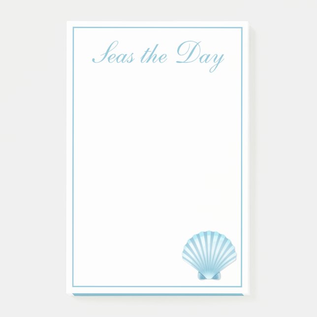 Shell Nautical Blue Seashell Beach Motivational Post-it Notes (Front)