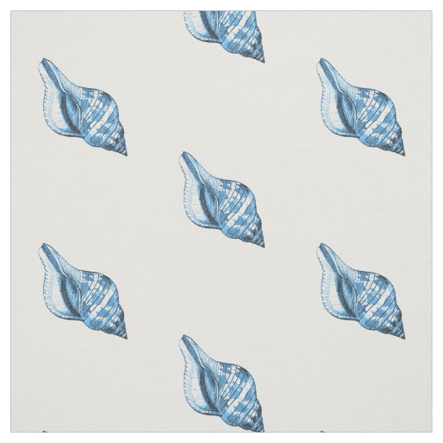 Shell nautical coastal ocean beach ocean sea blue fabric (Swatch)