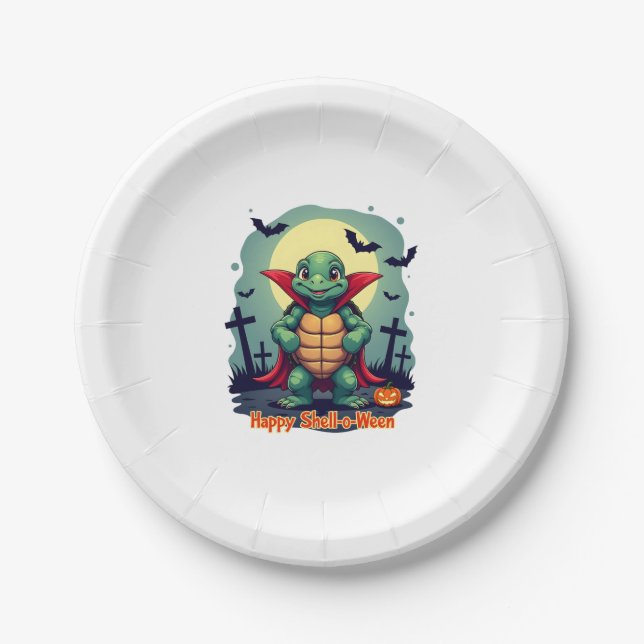 Shell-o-Ween Turtle Paper Plates (Front)