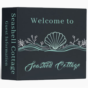 Shell on Dark Green Vacation Rental 3 Ring Binder