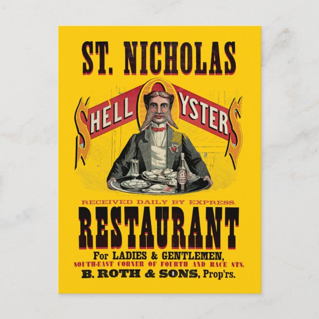 Shell Oysters Vintage Advertisement Postcard (Front)