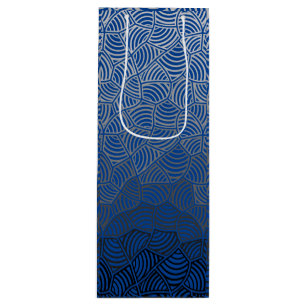 Shell pattern.04.w DBlue BG Wine Gift Bag